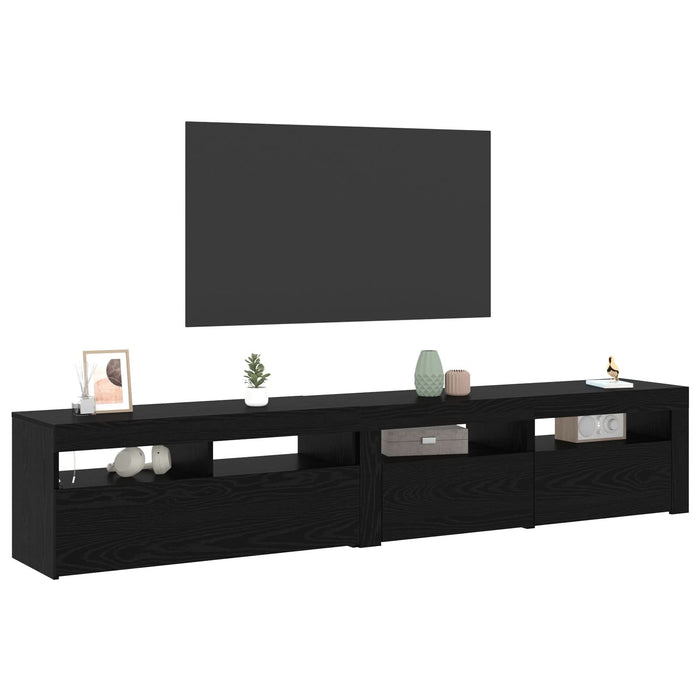 Cabinete TV 2 buc cu lumini LED din lemn ingineresc de stejar negru, vidaXL Suport TV cu lumini LED - Stejar Negru, 90x35x40 cm, fabricat din lemn ingineresc - WALTI WALTI
