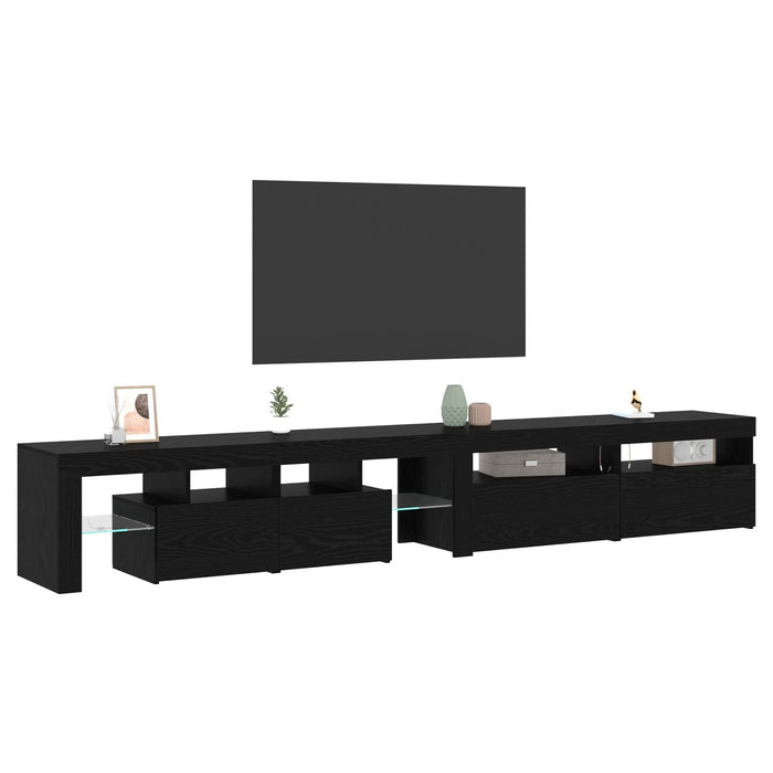 Dulapuri TV 3 pcs cu lumini LED din stejar negru, vidaXL Dulapuri TV cu lumini LED 2 pcs din stejar negru 60x35x40 cm lemn ingineresc - WALTI WALTI