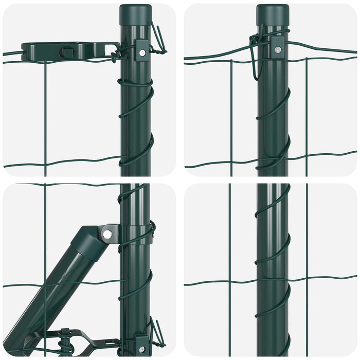 Gardul Euro cu 13 Stâlpi cu Cânepă 0.6x50 m Oțel Galvanizat Verde - WALTI WALTI