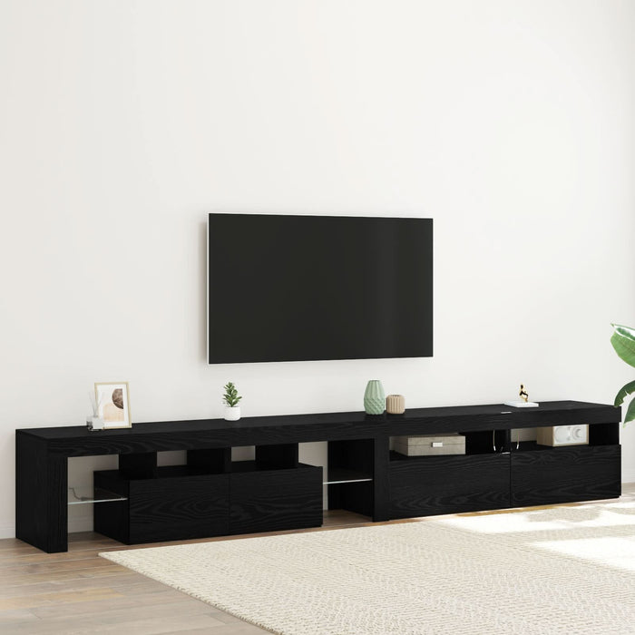Dulapuri TV 3 pcs cu lumini LED din stejar negru, vidaXL Dulapuri TV cu lumini LED 2 pcs din stejar negru 60x35x40 cm lemn ingineresc - WALTI WALTI