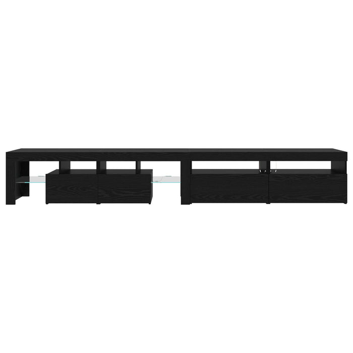 Dulapuri TV 3 pcs cu lumini LED din stejar negru, vidaXL Dulapuri TV cu lumini LED 2 pcs din stejar negru 60x35x40 cm lemn ingineresc - WALTI WALTI