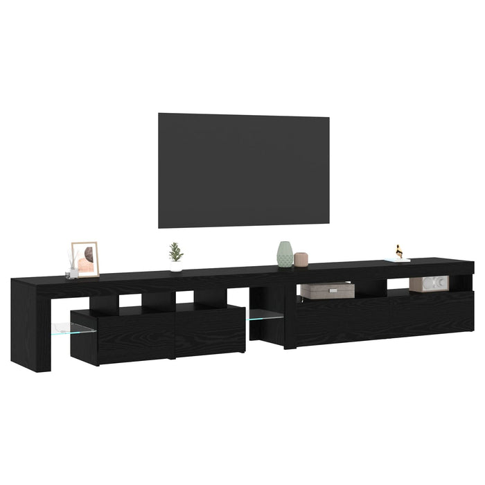 Set de 2 cabine TV cu lumini LED din lemn prelucrat de stejar negru, Cabinet TV vidaXL cu LED stejar negru 120x35x40 cm din lemn prelucrat - WALTI WALTI