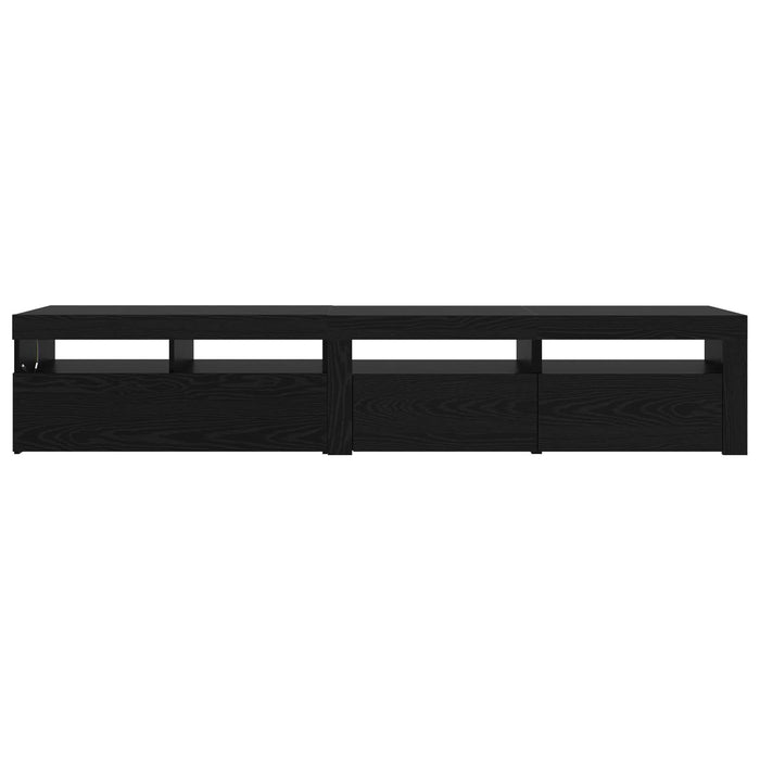 Cabinete TV 2 buc cu lumini LED din lemn ingineresc de stejar negru, vidaXL Suport TV cu lumini LED - Stejar Negru, 90x35x40 cm, fabricat din lemn ingineresc - WALTI WALTI