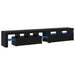 Cabinete TV vidaXL 2 pcs cu LED-uri Stejar Negru Lemn Ingineresc, Suport TV vidaXL cu LED-uri - Stejar Negru, 90x35x40 cm, făcut din lemn ingineresc - WALTI WALTI