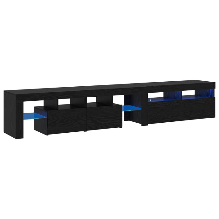 Cabinete TV vidaXL 2 pcs cu LED-uri Stejar Negru Lemn Ingineresc, Suport TV vidaXL cu LED-uri - Stejar Negru, 90x35x40 cm, făcut din lemn ingineresc - WALTI WALTI