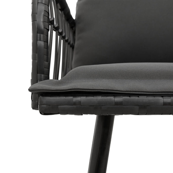 Set mobilier de grădină, 2 piese, cu perne, negru, poliratan - WALTI WALTI