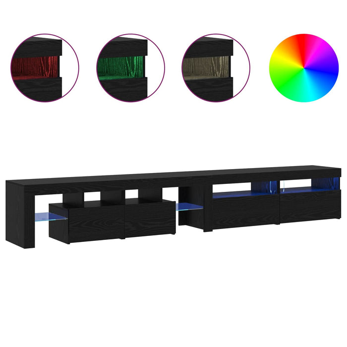 Dulapuri TV 3 pcs cu lumini LED din stejar negru, vidaXL Dulapuri TV cu lumini LED 2 pcs din stejar negru 60x35x40 cm lemn ingineresc - WALTI WALTI