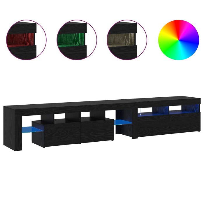 Cabinete TV vidaXL 2 pcs cu LED-uri Stejar Negru Lemn Ingineresc, Suport TV vidaXL cu LED-uri - Stejar Negru, 90x35x40 cm, făcut din lemn ingineresc - WALTI WALTI