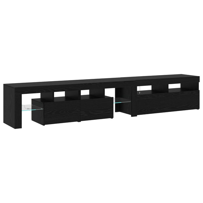 Cabinete TV vidaXL 2 pcs cu LED-uri Stejar Negru Lemn Ingineresc, Suport TV vidaXL cu LED-uri - Stejar Negru, 90x35x40 cm, făcut din lemn ingineresc - WALTI WALTI