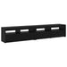 Cabinete TV 2 buc cu lumini LED din lemn ingineresc de stejar negru, vidaXL Suport TV cu lumini LED - Stejar Negru, 90x35x40 cm, fabricat din lemn ingineresc - WALTI WALTI