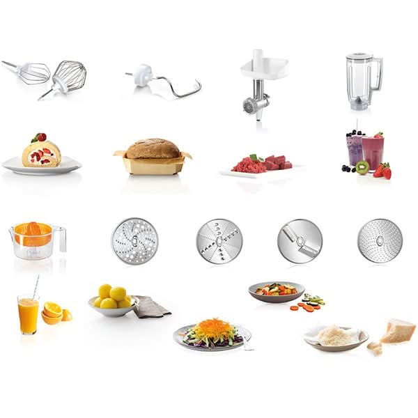 Robot de bucatarie BOSCH MUM58259, vas 3.9l, blender 1.25l, 1000W, 7 trepte viteza, alb-argintiu WALTI