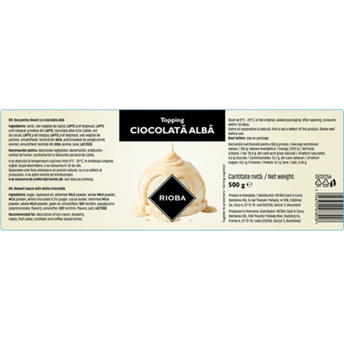 RIOBA Topping Ciocolata Alba 500 g - WALTI WALTI