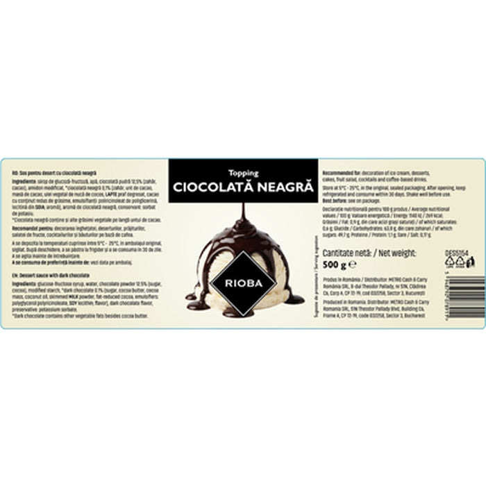 RIOBA Topping Ciocolata Neagra 500 g - WALTI WALTI
