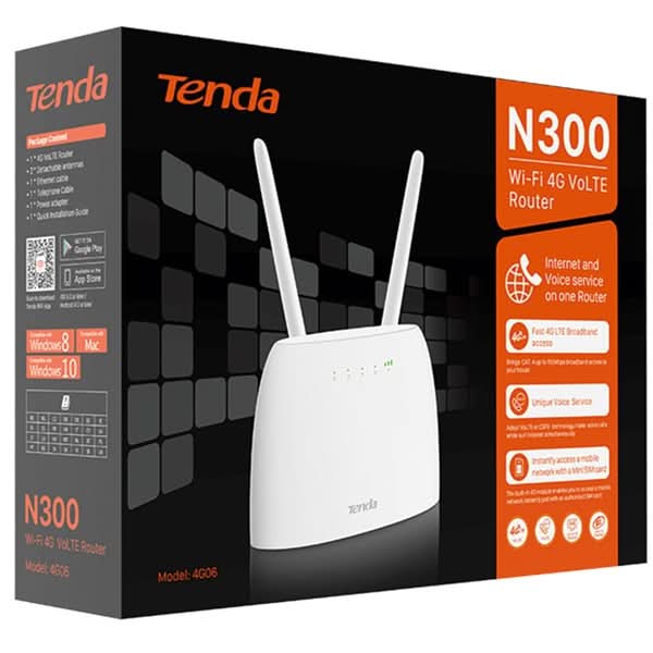 Router Wireless TENDA N300 4G06, Single-Band 300 Mbps, 4G VoLTE, alb - WALTI WALTI