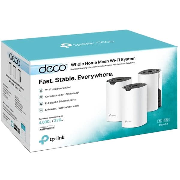 Sistem Wireless Mesh TP-LINK Deco S4 AC1200, Dual Band 300 + 867 Mbps, 3 buc, alb WALTI