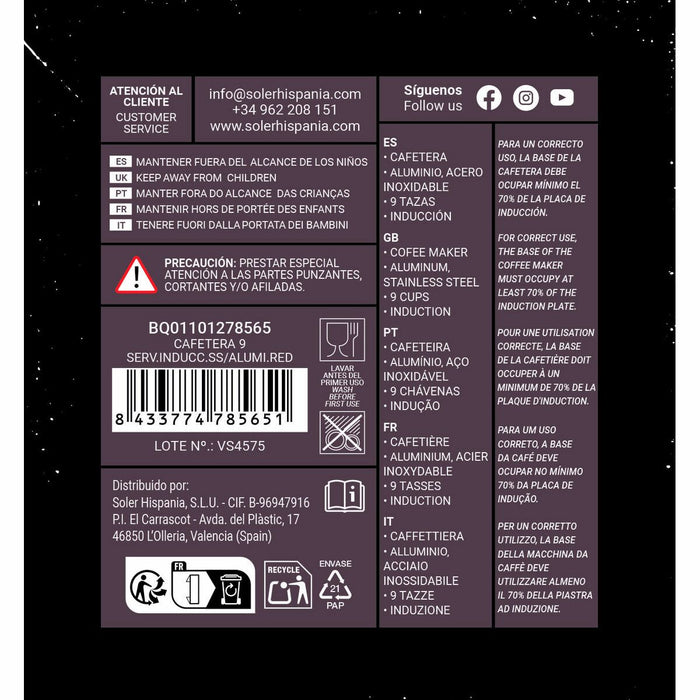 Cafetieră Italiană Quttin Roșu Aluminiu 0,45 L (6 Unități) - WALTI WALTI