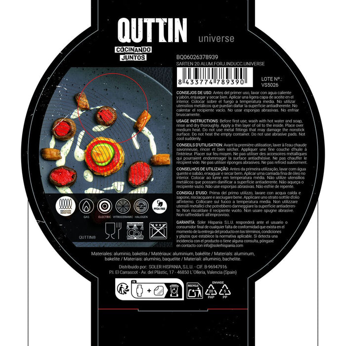 Tigaie Quttin UNIVERSE Negru Aluminiu Ø 20 cm (6 Unități) - WALTI WALTI