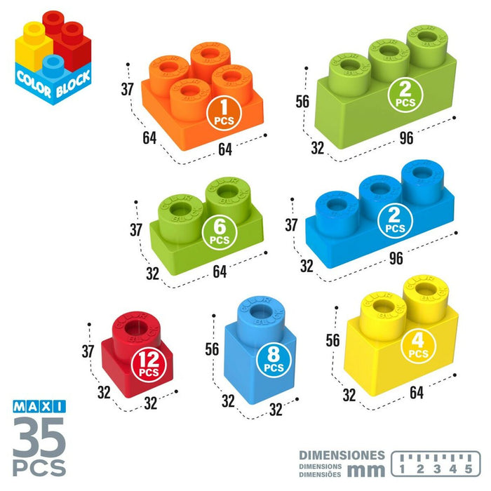 Set de Construcție Color Block Basic Cub 35 Piese (6 Unități) - WALTI WALTI