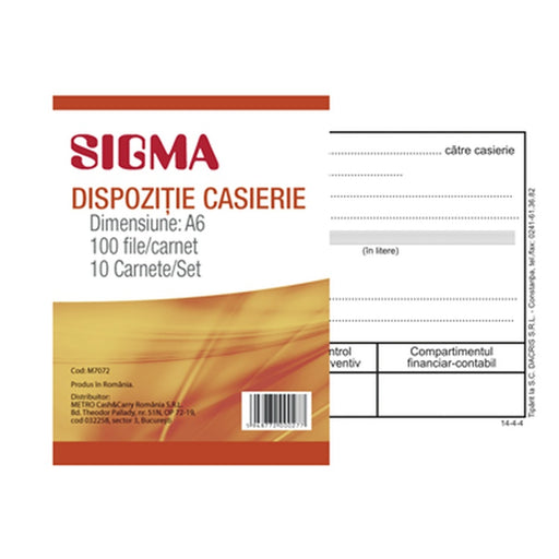 SIGMA Dispozitie De Plata Casier 10 X 100 File - WALTI WALTI
