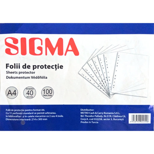 SIGMA Folie Protectie A4 Mata Set 100 Bucati - WALTI WALTI