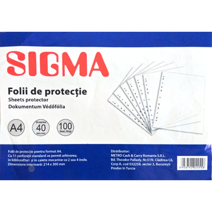 SIGMA Folie Protectie A4 Mata Set 100 Bucati - WALTI WALTI