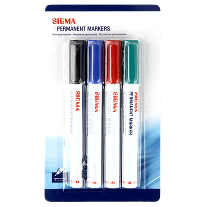 SIGMA Marker Permanent Asortat Aluminiu 4 bucati - WALTI WALTI