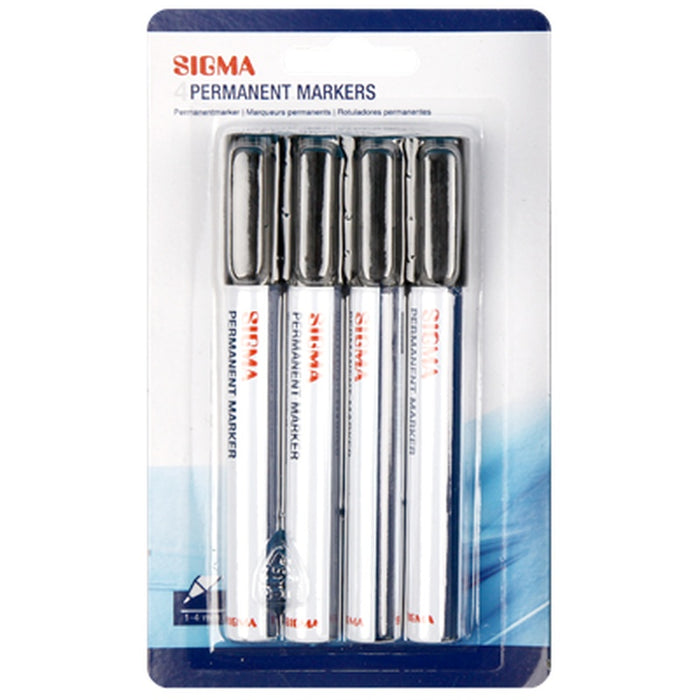 SIGMA Marker Permanent Negru Aluminiu 4 bucati - WALTI WALTI