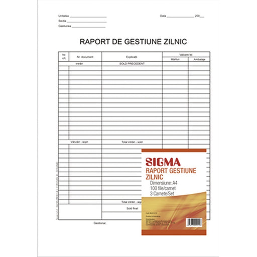 SIGMA Raport Gestiune Zilnica 3 x 100 File - WALTI WALTI