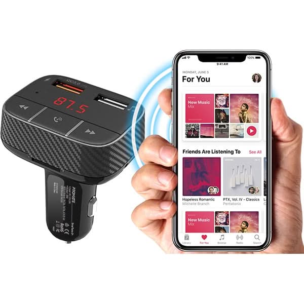 Modulator FM PROMATE SmarTune-2+, Bluetooth, USB 3.0, Jack 3.5, negru WALTI