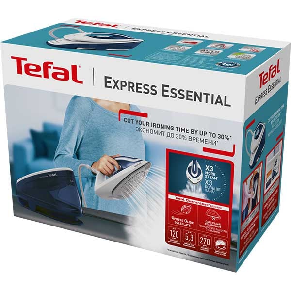 Statie de calcat TEFAL Express Essential SV6116E0, 2200W, 1.4l, talpa ceramica, alb-albastru - WALTI WALTI