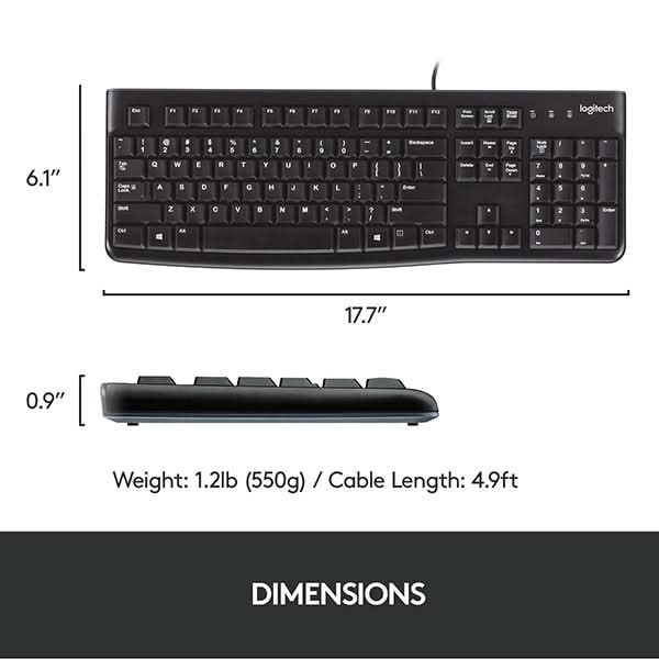 Kit tastatura si mouse cu fir LOGITECH MK120, USB, Layout US INT, negru WALTI