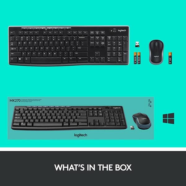 Kit tastatura si mouse Wireless LOGITECH MK270, USB, Layout UK, negru - WALTI WALTI