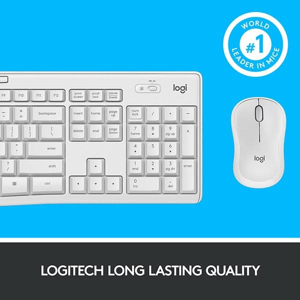 Kit tastatura si mouse Wireless LOGITECH MK295 Silent, USB, alb WALTI