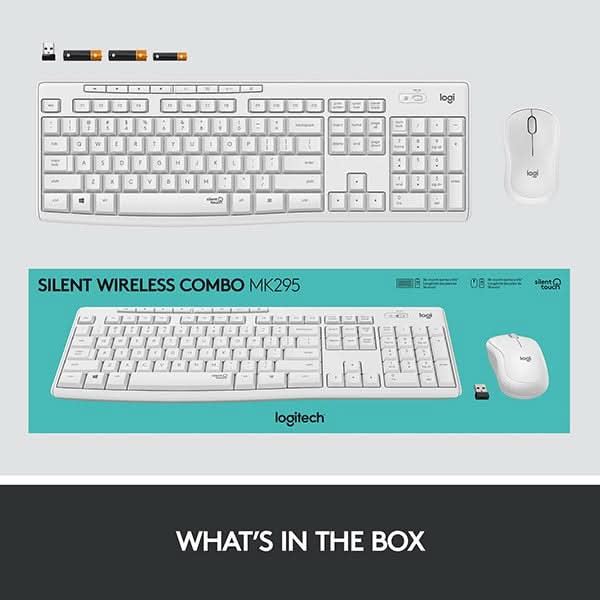 Kit tastatura si mouse Wireless LOGITECH MK295 Silent, USB, alb WALTI