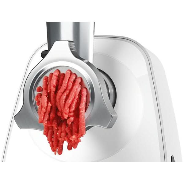 Masina de tocat carne BOSCH SmartPower MFW2515W, 1.7kg/min, 1500W, accesoriu carnati/suc de rosii, alb-gri WALTI