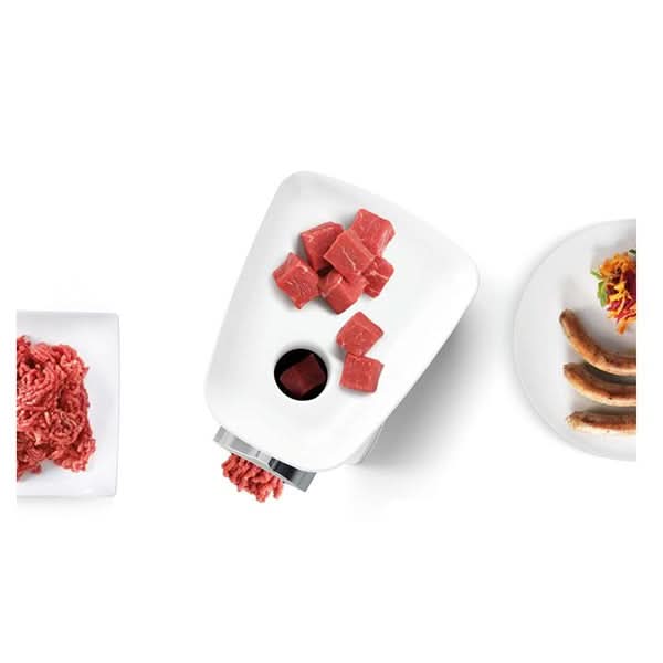 Masina de tocat carne BOSCH SmartPower MFW2520W, 1.7kg/min, 350W, accesoriu carnati/kebbe, alb-gri WALTI