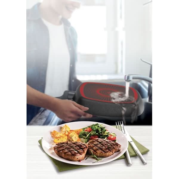 Tigaie grill TEFAL Simply Clean B5674053, 26x26cm, aluminiu, Thermo Signal, negru WALTI