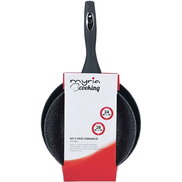 Set tigai MYRIA MY4403, 2 piese, 24-28cm, aliaj de aluminiu, gri WALTI