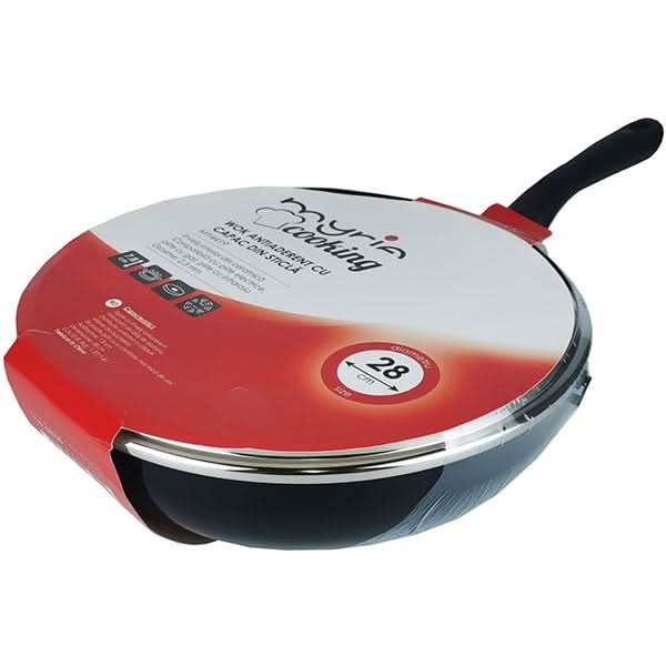 Tigaie Wok non-stick MYRIA MY4419, 28cm, aliaj aluminiu, negru WALTI
