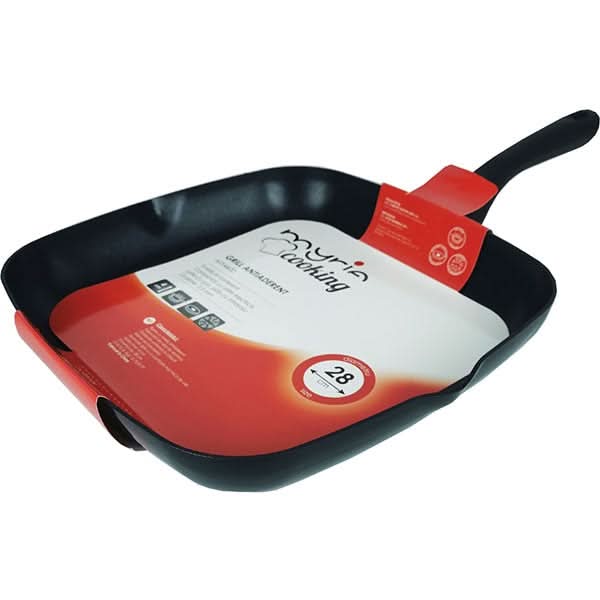 Tigaie Grill non-stick MYRIA MY4420, 28x28cm, aliaj aluminiu, negru WALTI