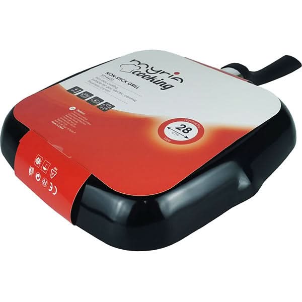 Tigaie Grill non-stick MYRIA MY4420, 28x28cm, aliaj aluminiu, negru WALTI