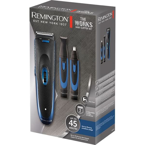 Aparat de tuns REMINGTON HC910, acumulator, 45 min autonomie, negru + Trimmer, negru + Aparat de tuns de precizie, negru WALTI