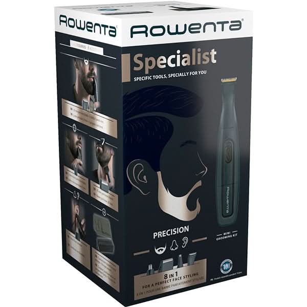 Aparat de tuns barba ROWENTA Nomad Mini Grooming Kit TN3651F0, Wet & Dry, baterie, albastru WALTI