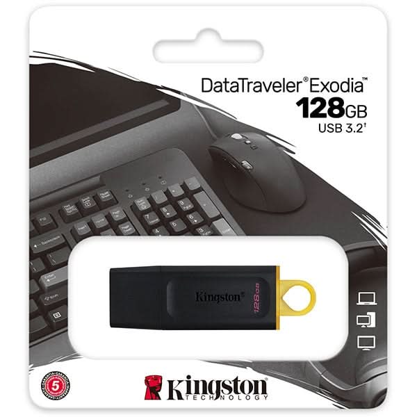 Memorie USB KINGSTON DataTraveler Exodia DTX/128GB, 128GB, USB 3.2, negru-galben WALTI