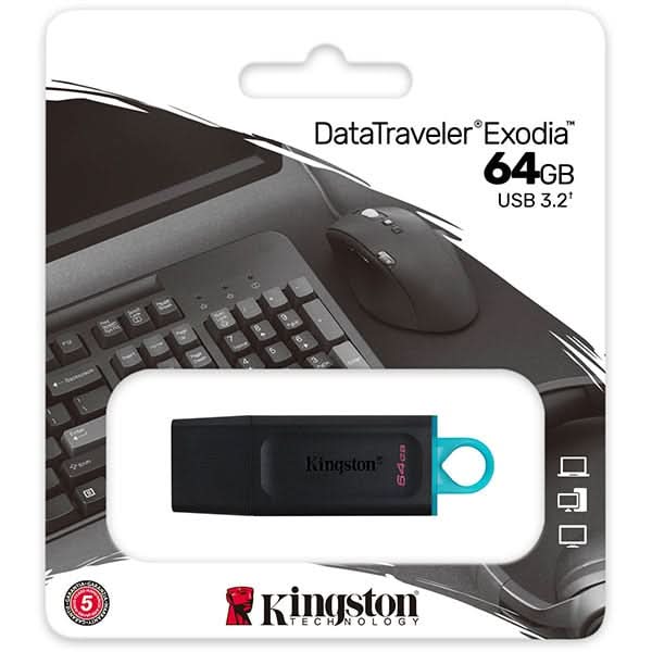 Memorie USB KINGSTON DataTraveler Exodia DTX/64GB, 64GB, USB 3.2, negru-albastru deschis WALTI