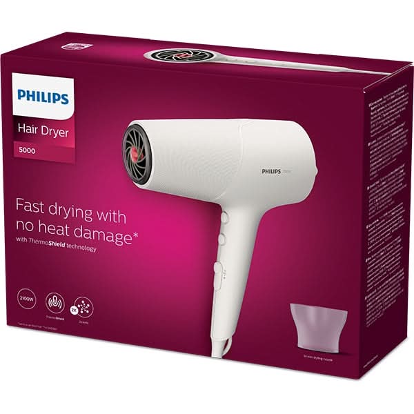 Uscator de par PHILIPS Seria 5000 BHD501/00, 2100W, 2 viteze, 3 trepte temperatura, alb WALTI