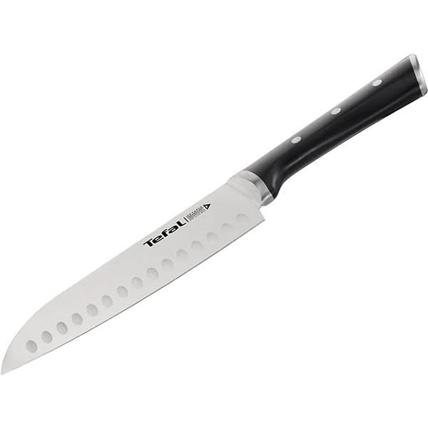 Cutit Santoku TEFAL Ingenio Ice Force K2320614, 18cm, otel, negru WALTI