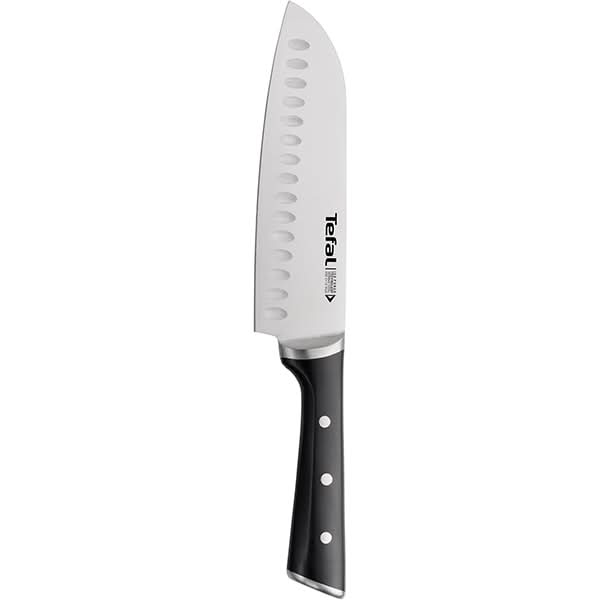 Cutit Santoku TEFAL Ingenio Ice Force K2320614, 18cm, otel, negru WALTI