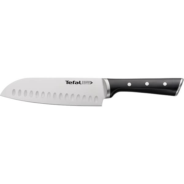 Cutit Santoku TEFAL Ingenio Ice Force K2320614, 18cm, otel, negru WALTI