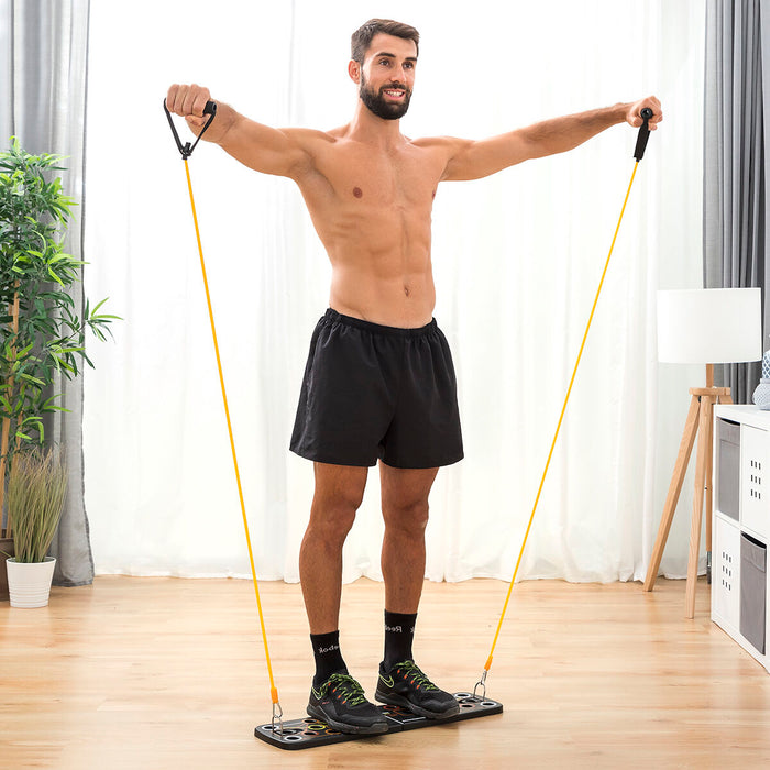 Masă Push-Up cu benzi de rezistență și ghid de exerciții Pulsher InnovaGoods - WALTI WALTI